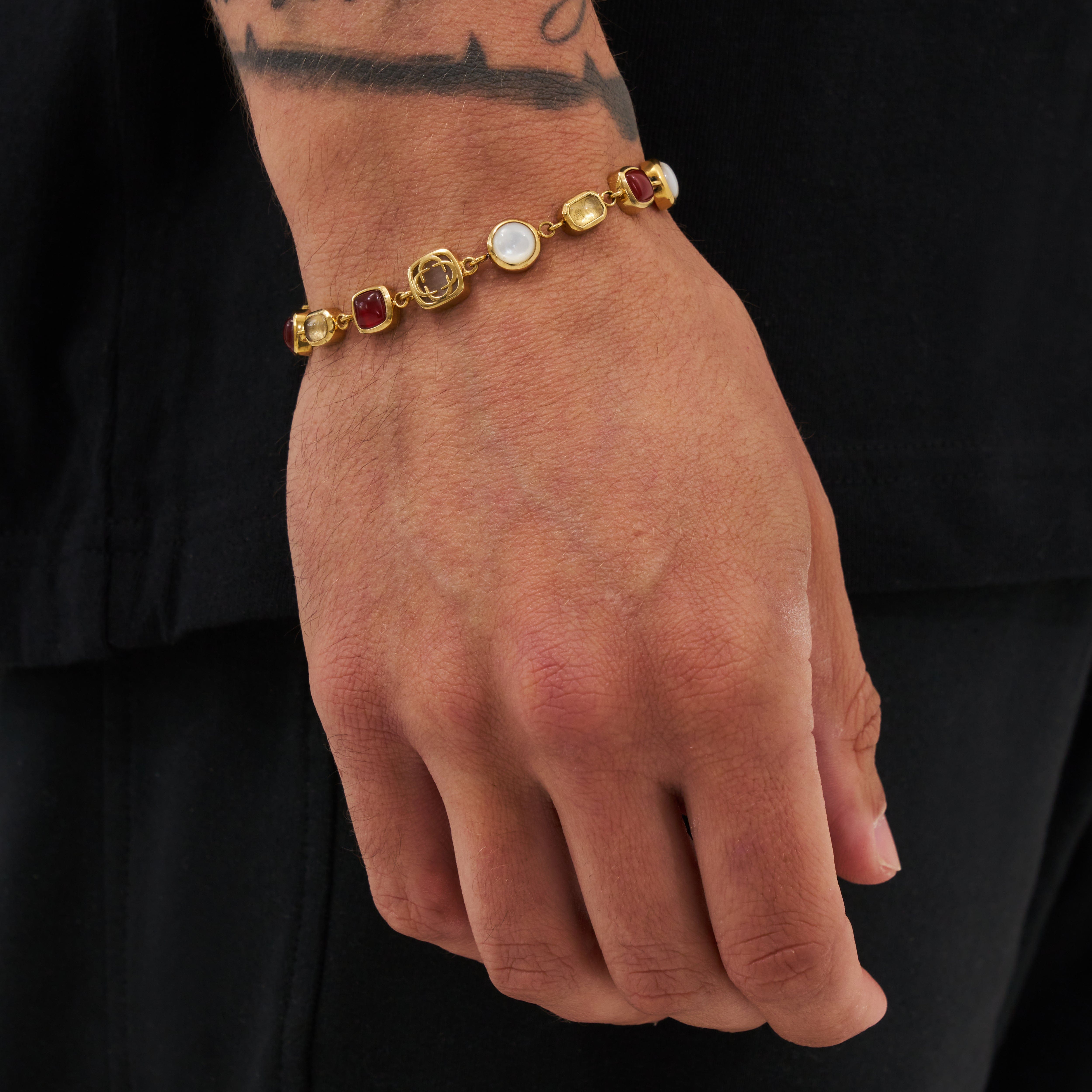 CRAFTDLondon クラフトロンドン RED CRYSTAL GEMSTONE BRACELET Red Crystal Gemstone Bracelet (Gold)