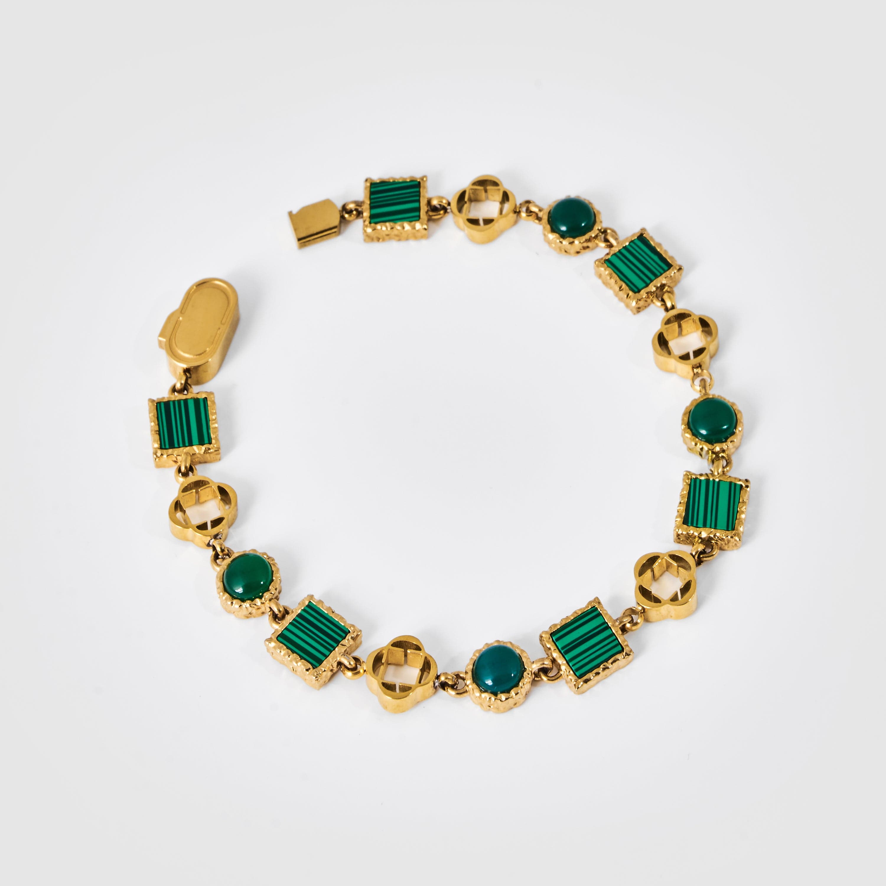 Green Quartz Gemstone Bracelet (Gold)