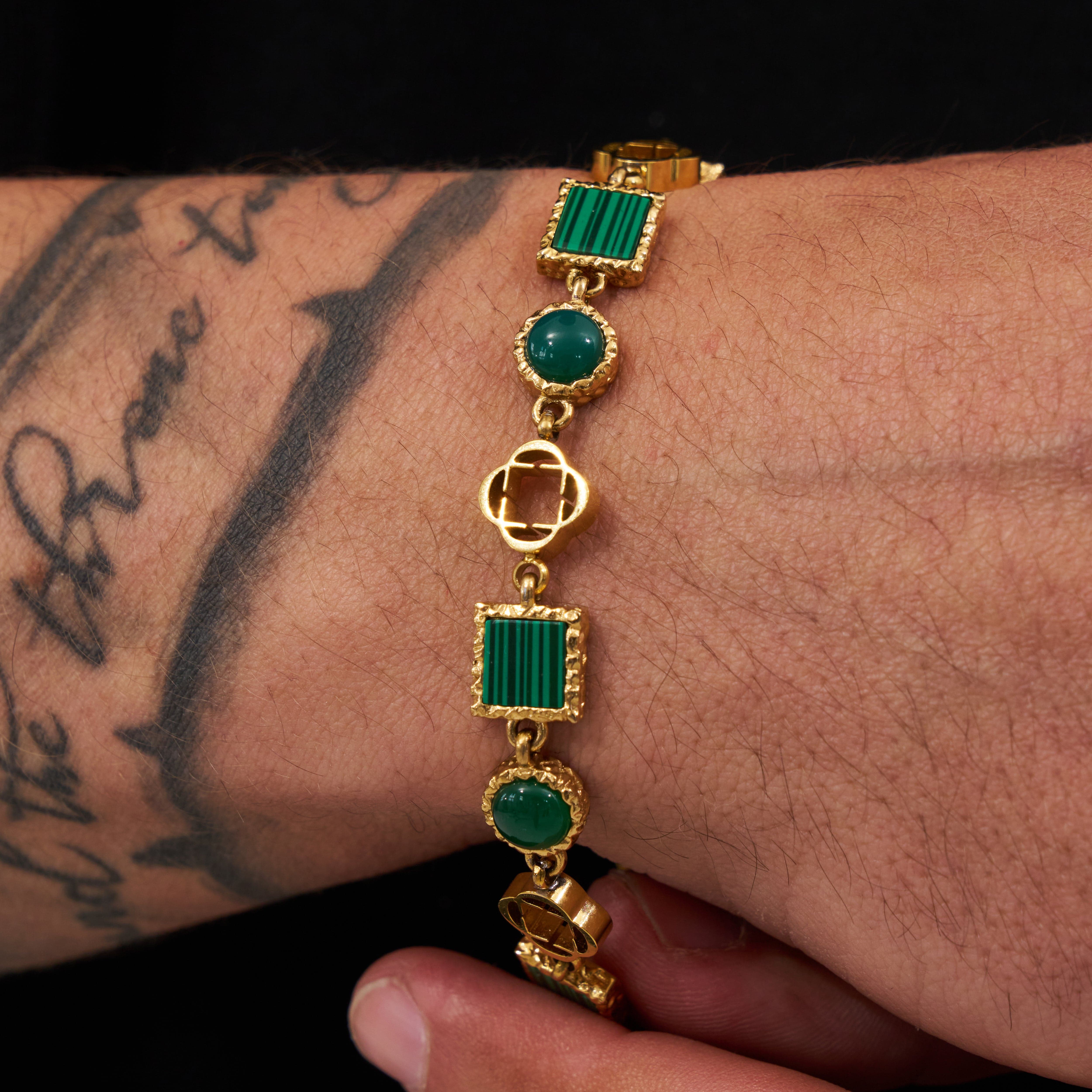 Green Quartz Gemstone Bracelet (Gold)