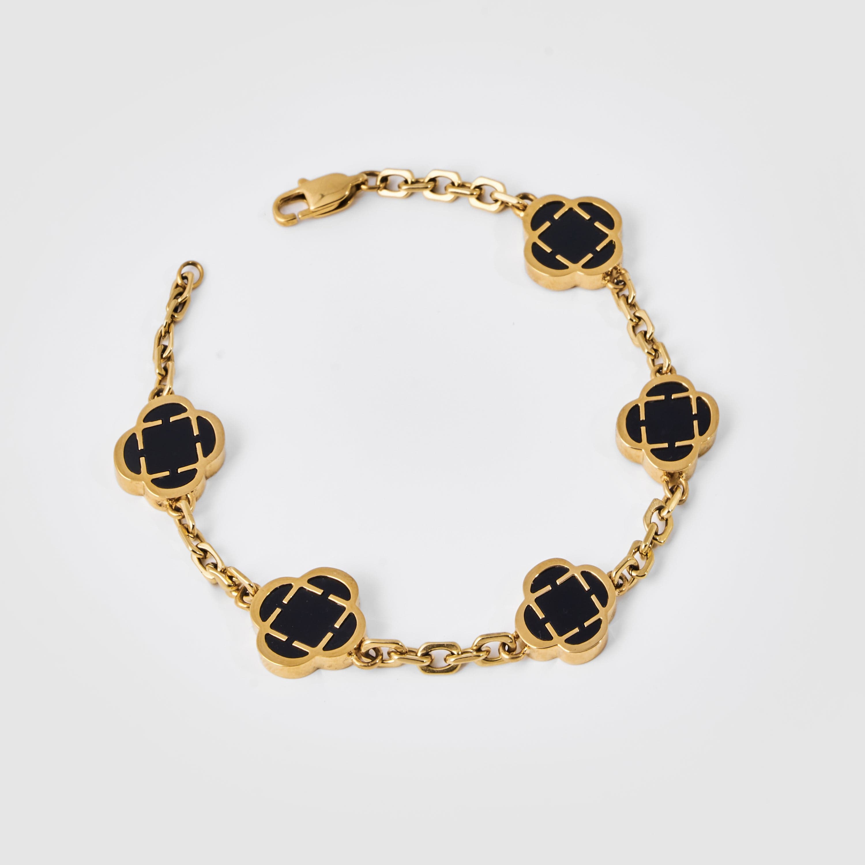 CRAFTD London クラフトロンドン ONYX GEMSTONE CLOVER BRACELET CRAFTDLondon クラフトロンドン ONYX CLOVER STONE BRACELET