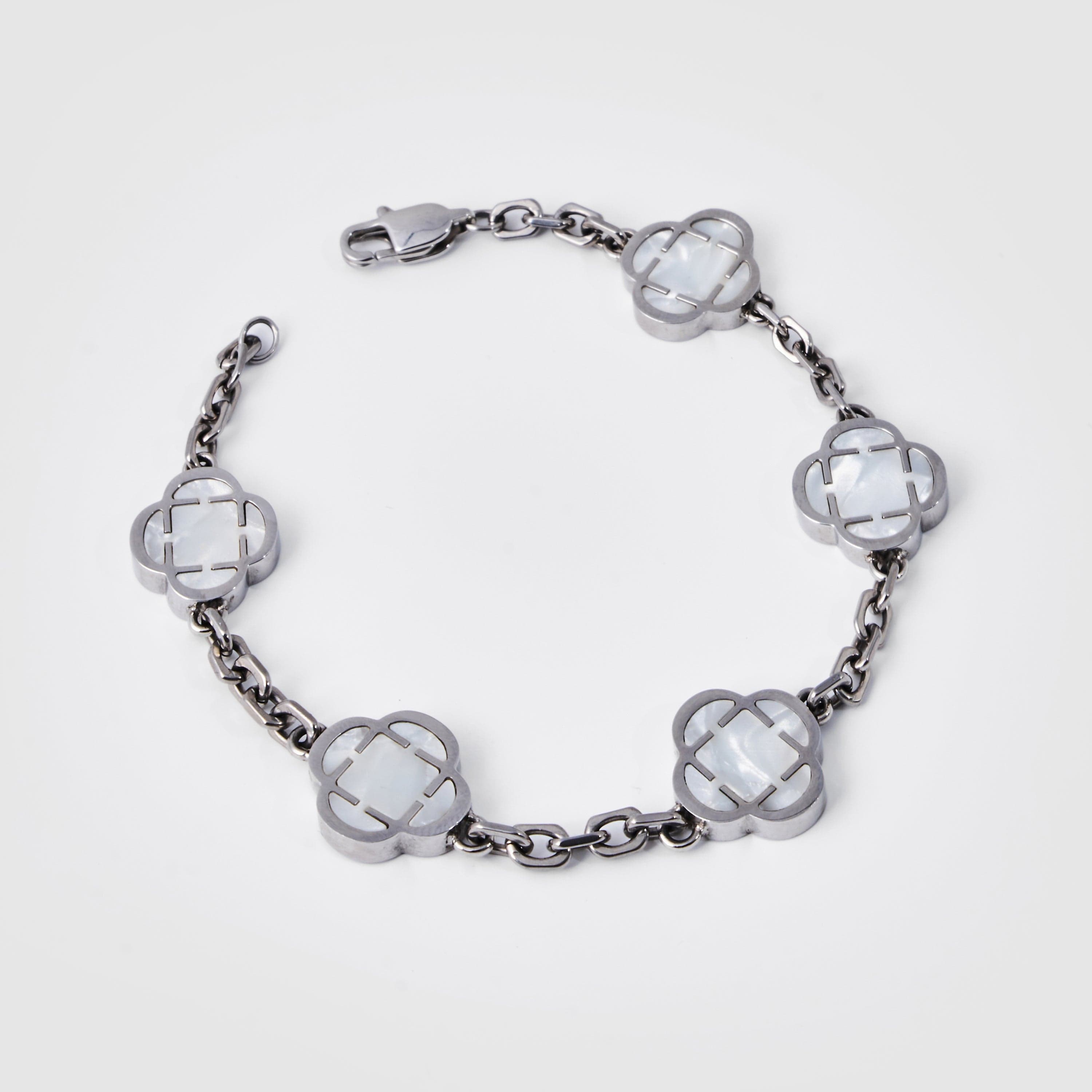 White Clover Stone Bracelet (Silver)