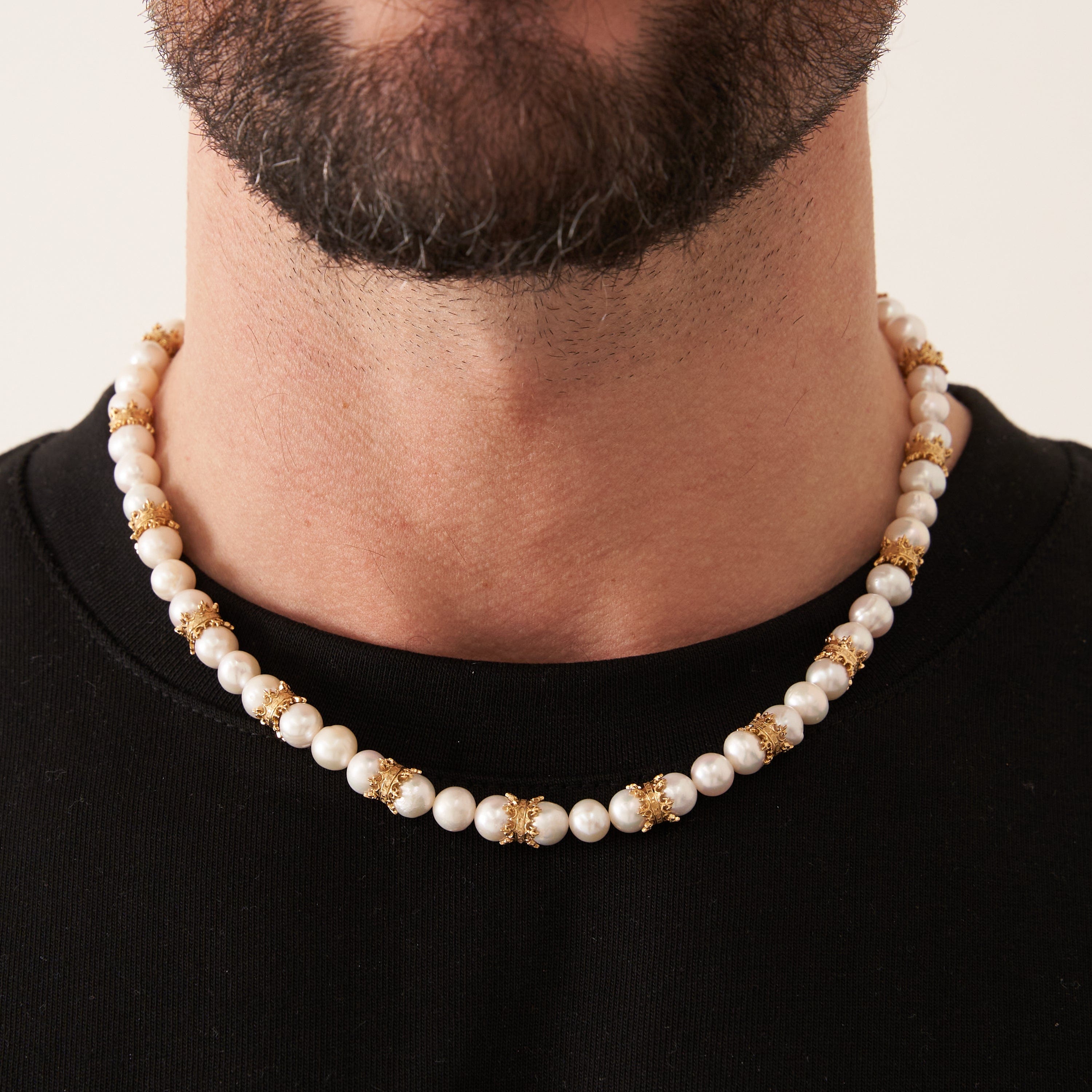 Men's Gold Real Pearl Crown Necklace | CRAFTD London