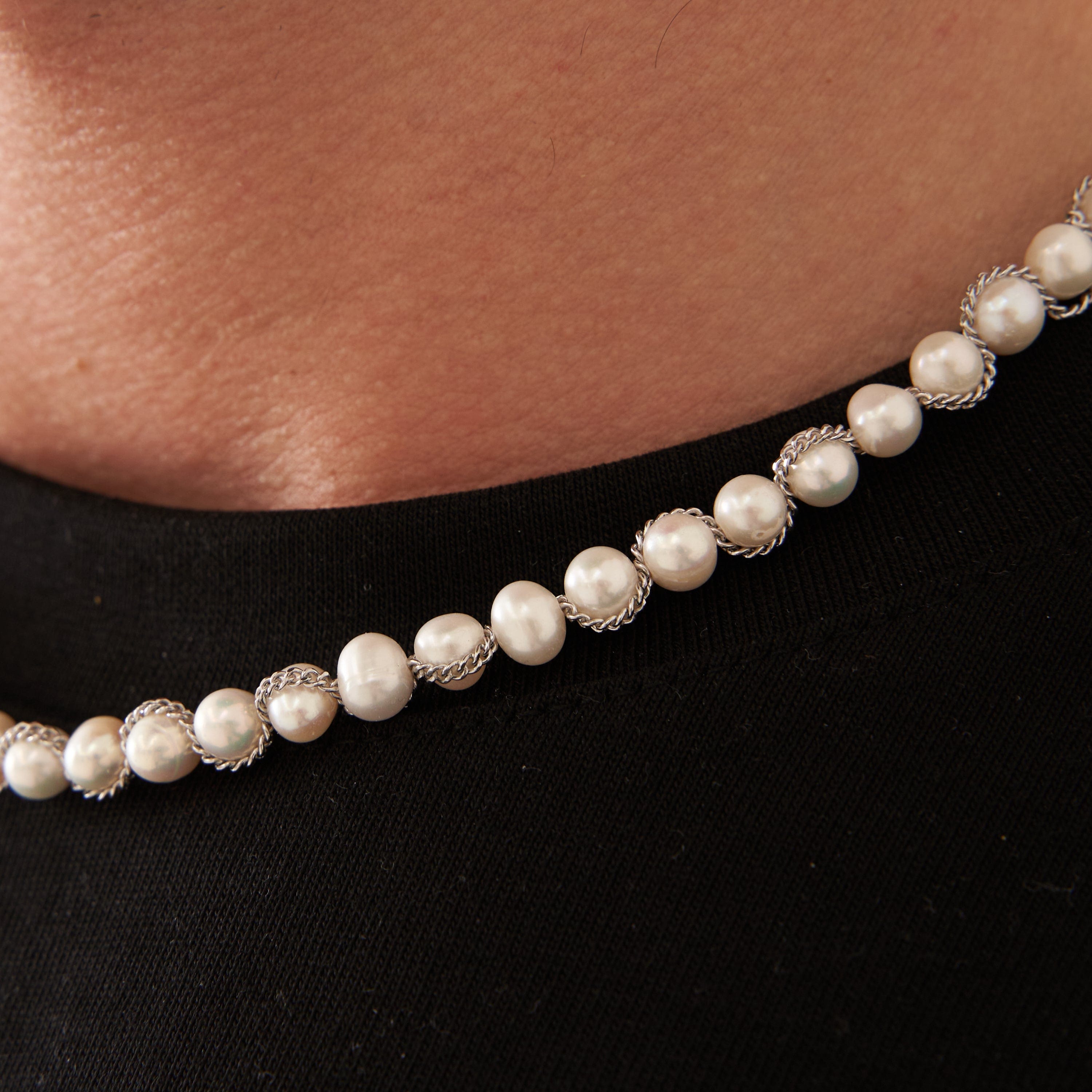 Men's Real Pearl Necklace with Silver Chain | CRAFTD London