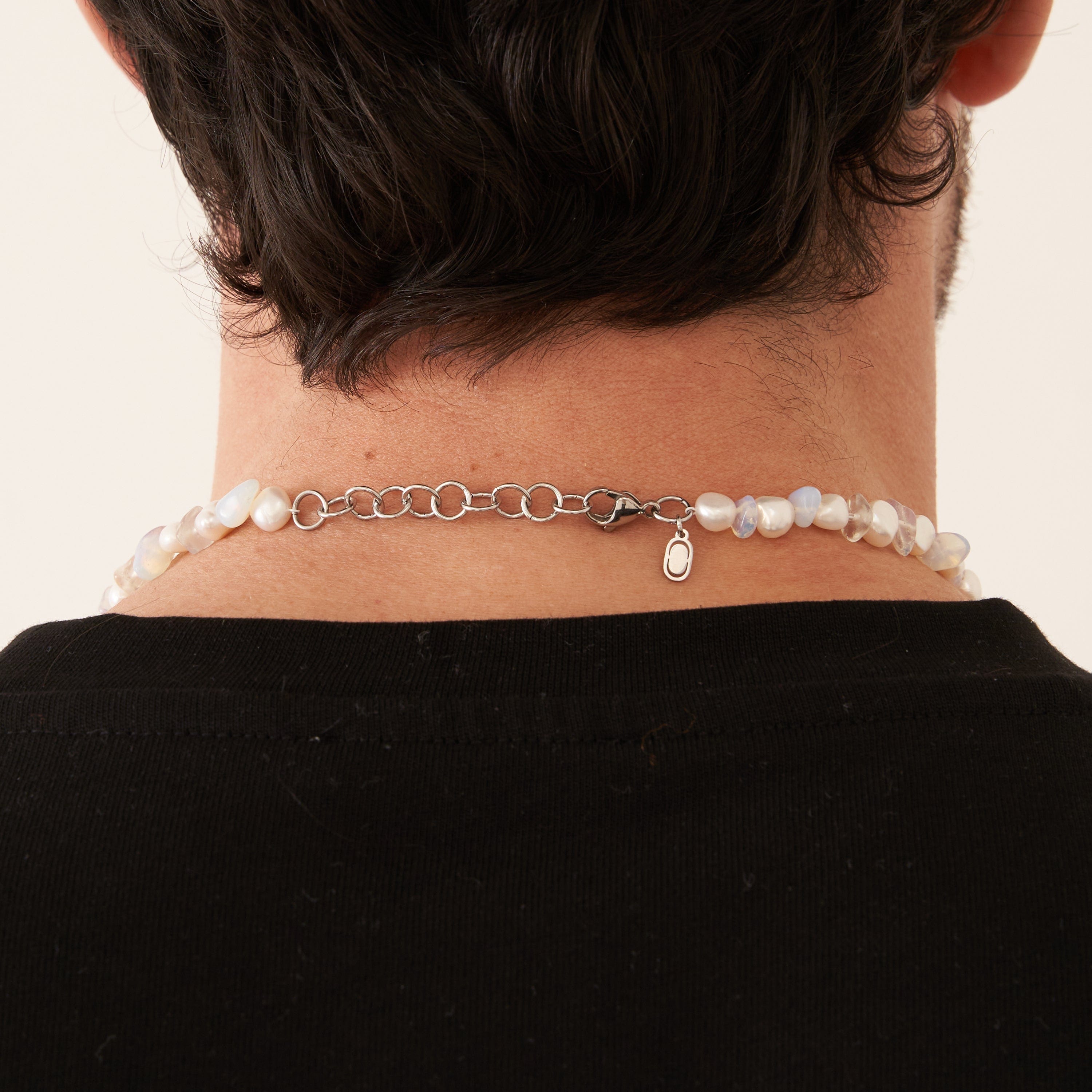 送税込【CRAFTD London】BLUE QUARTZ REAL PEARL NECKLACE (2色) Blue Quartz Real Pearl Necklace for Men (Silver) | CRAFTD London