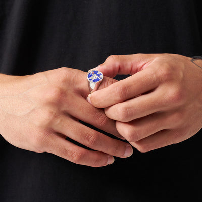 Enamel Swallow Signet Ring (Silver)