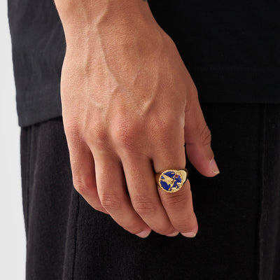 Enamel Swallow Signet Ring (Gold)