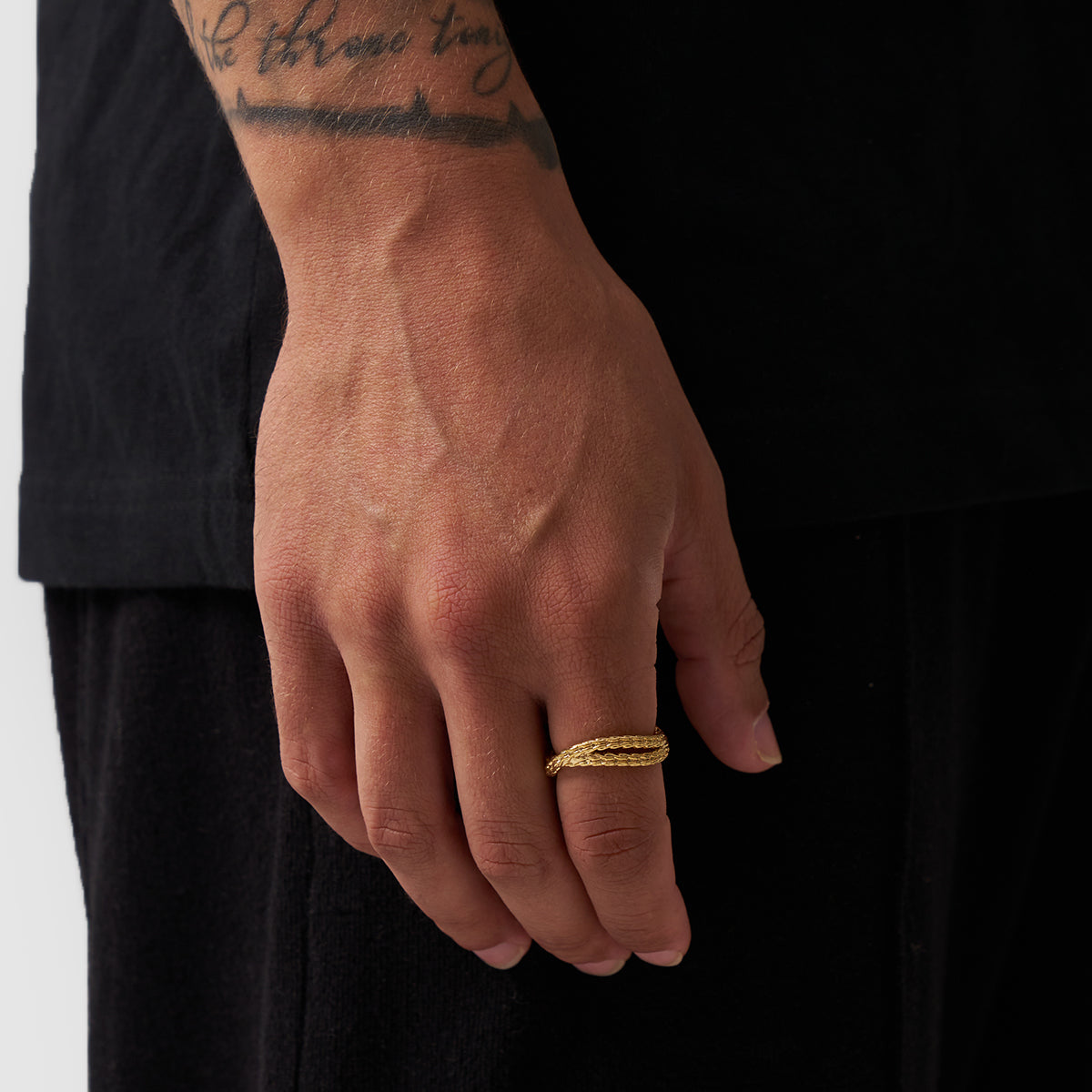 Men's Rope Wrap Band Ring (Gold)