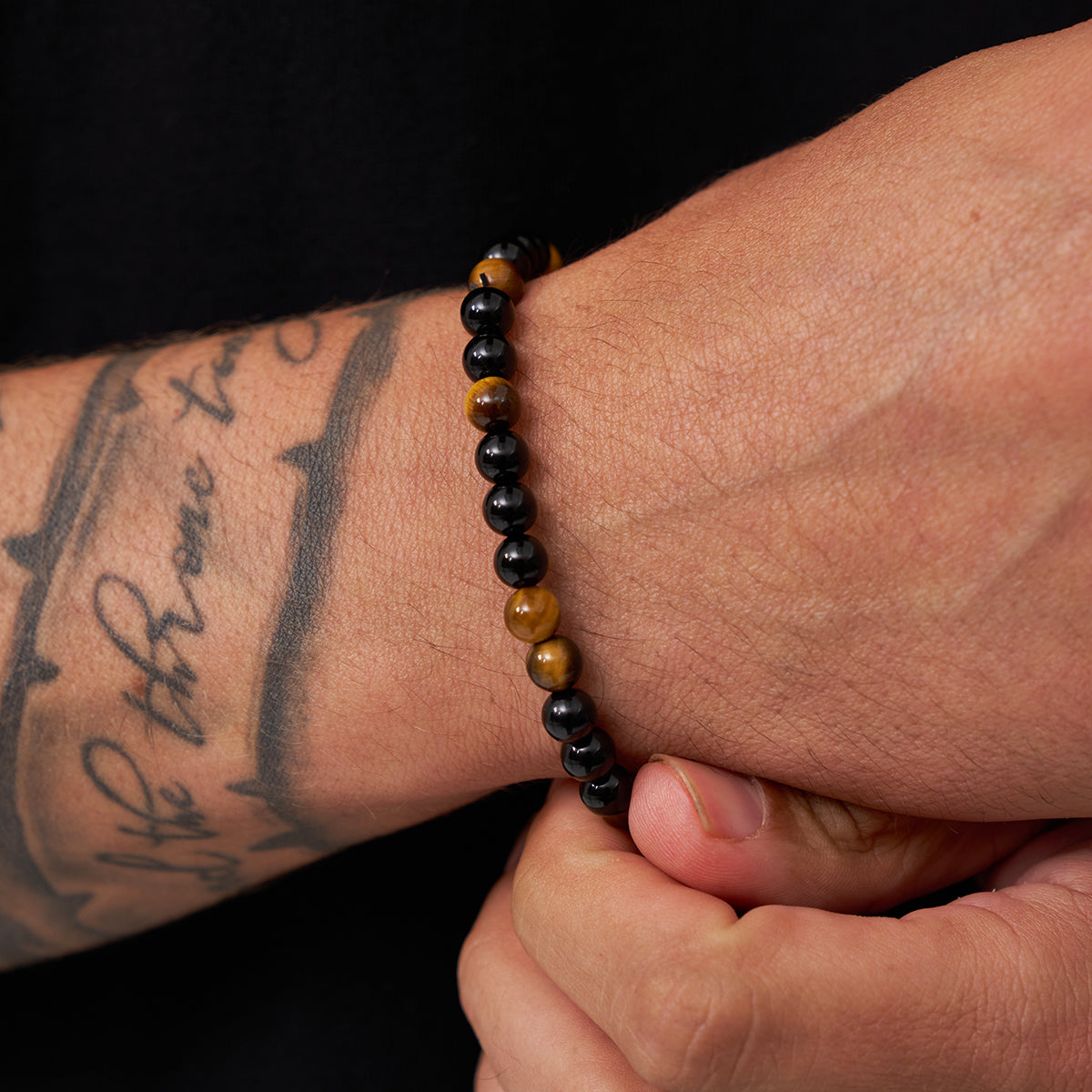 CRAFTDLondon クラフトロンドン Tiger's Eye Obsidian Bracelet Men's Tiger's Eye Bead Bracelet