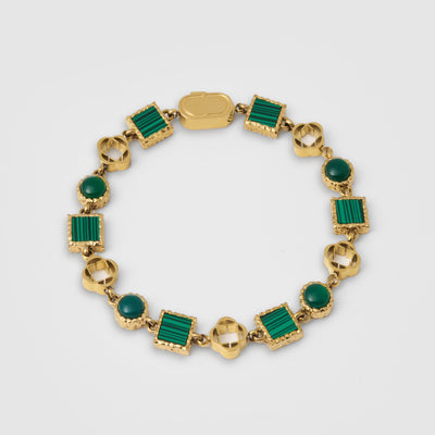 Green Quartz Gemstone Bracelet (Gold)