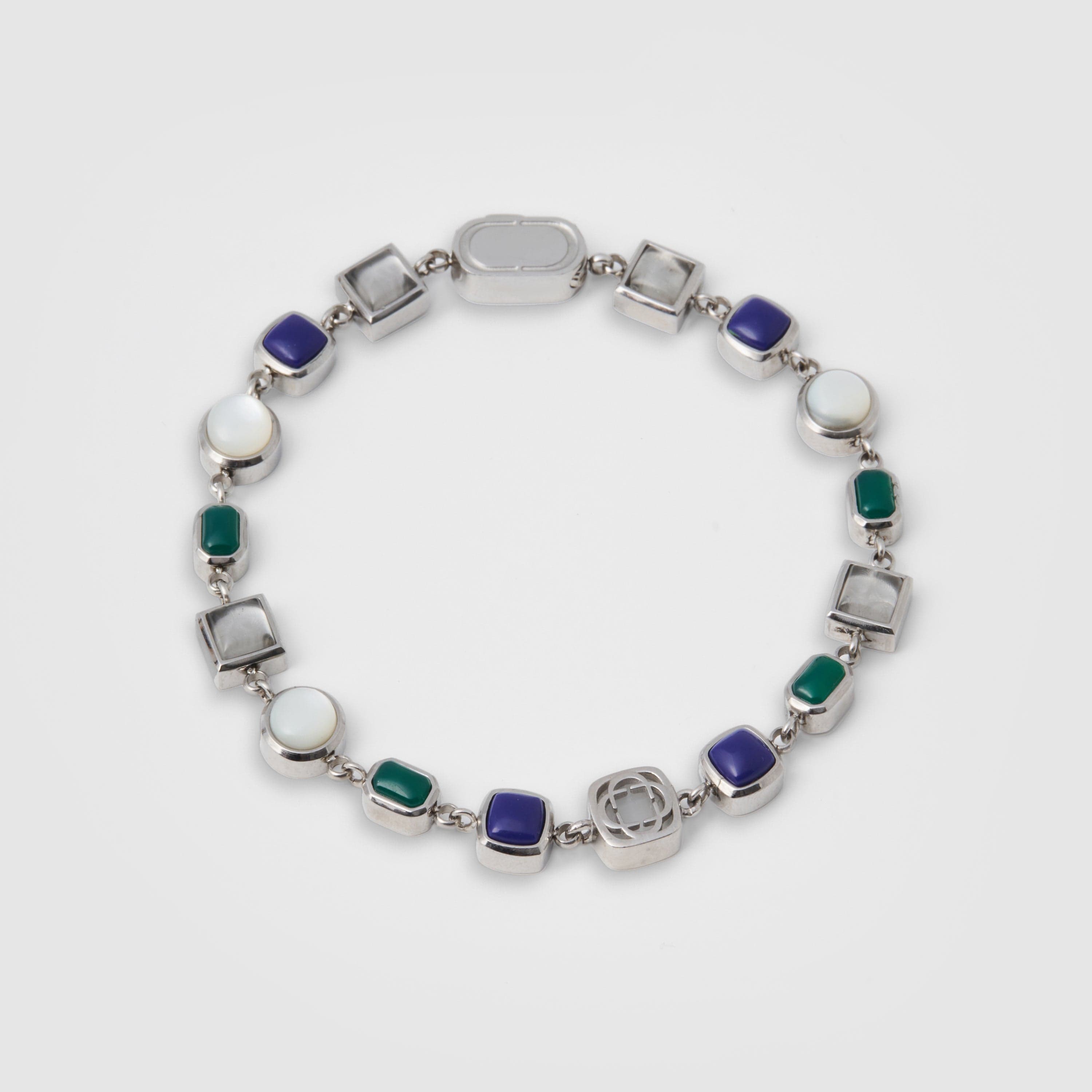 Blue Crystal Gemstone Bracelet (Silver)