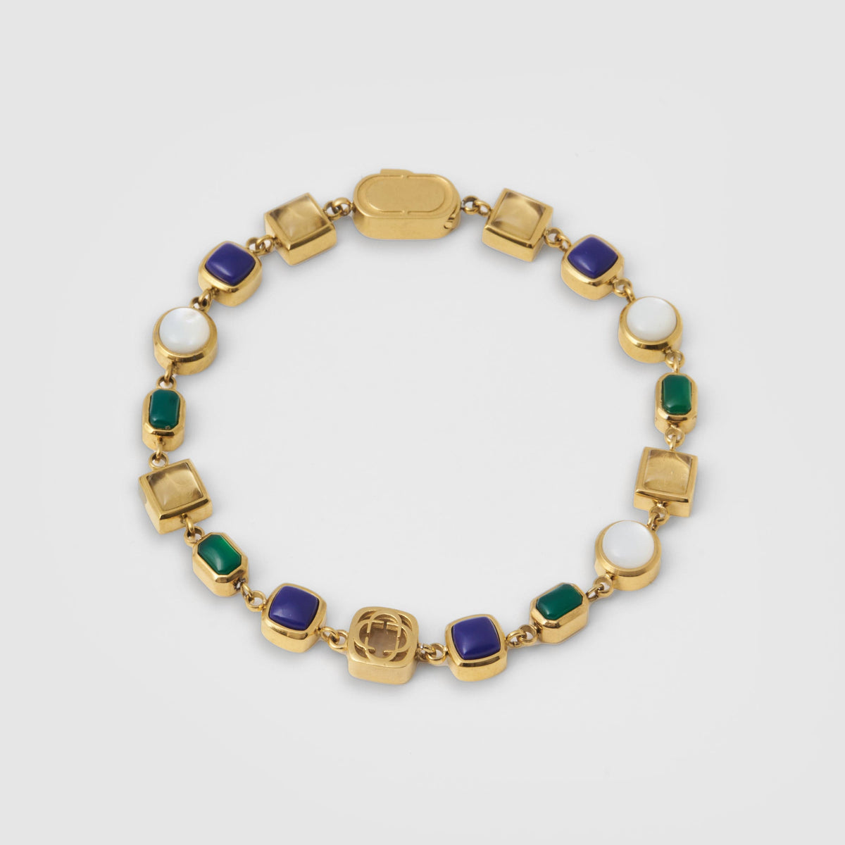Blue Crystal Gemstone Bracelet (Gold)