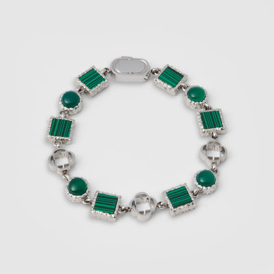 Green Quartz Gemstone Bracelet (Silver)