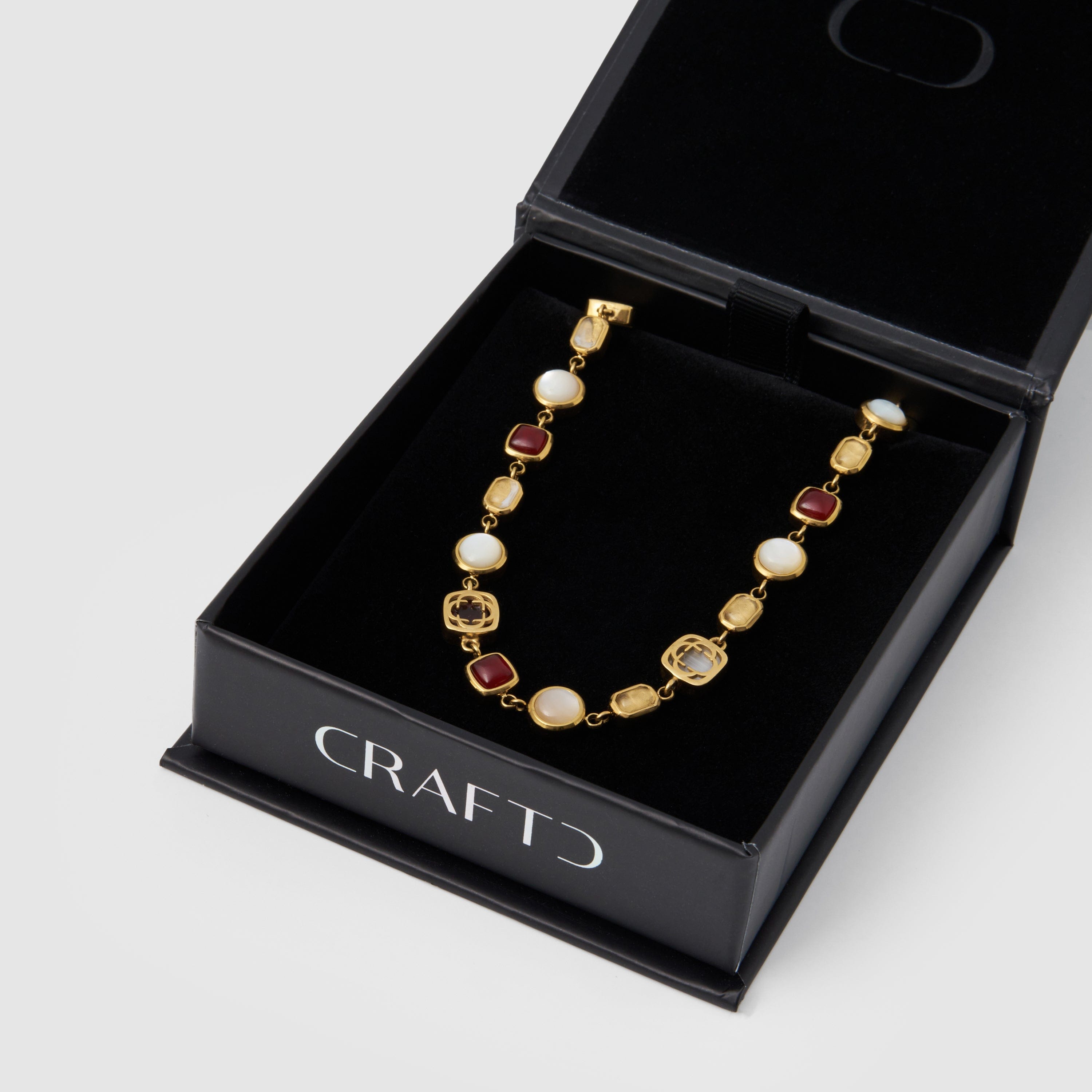 Red Crystal Gemstone Bracelet (Gold)