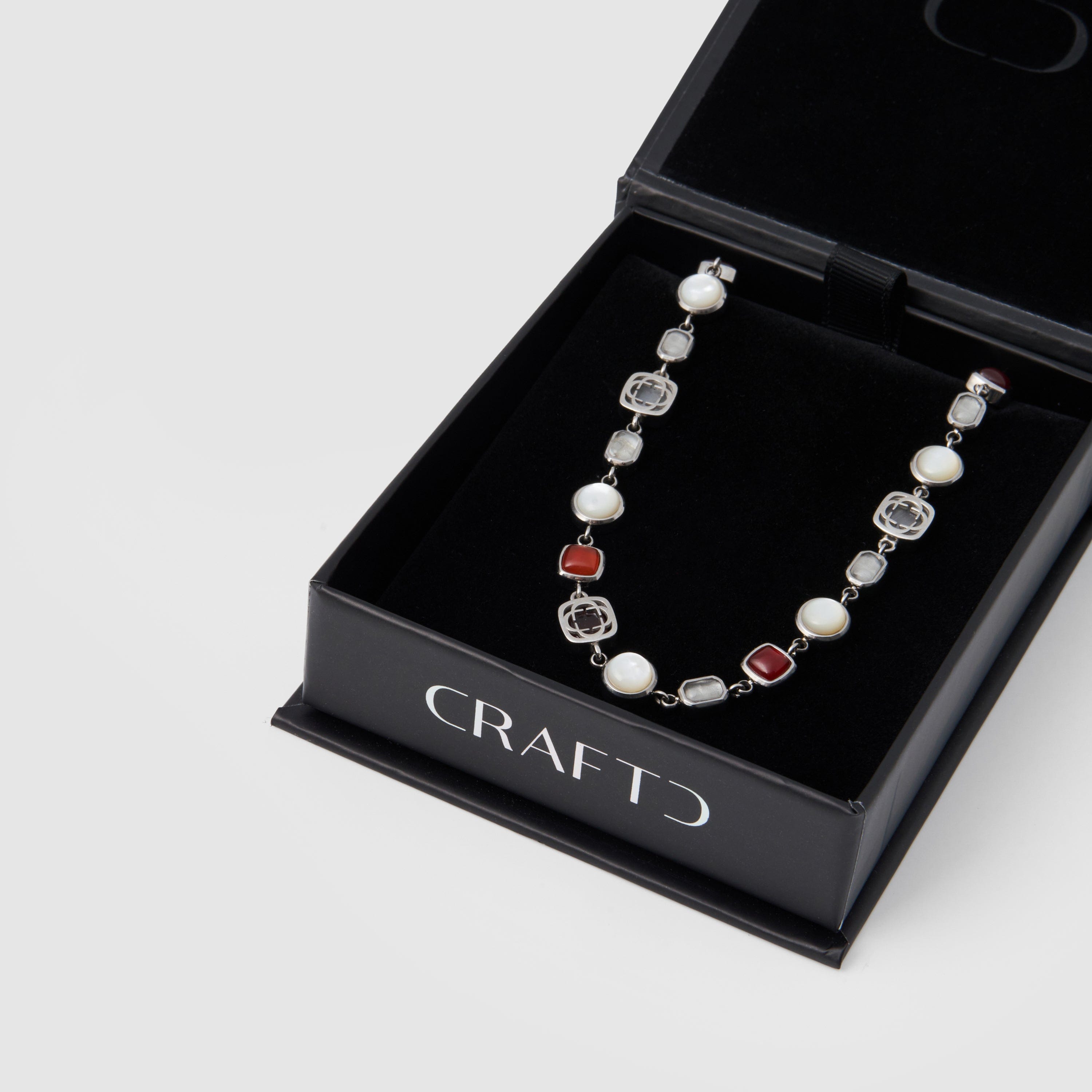 CRAFTD London ネックレス RED CRYSTAL GEMSTONE NECKLACE Red Crystal Gemstone Necklace (Silver)