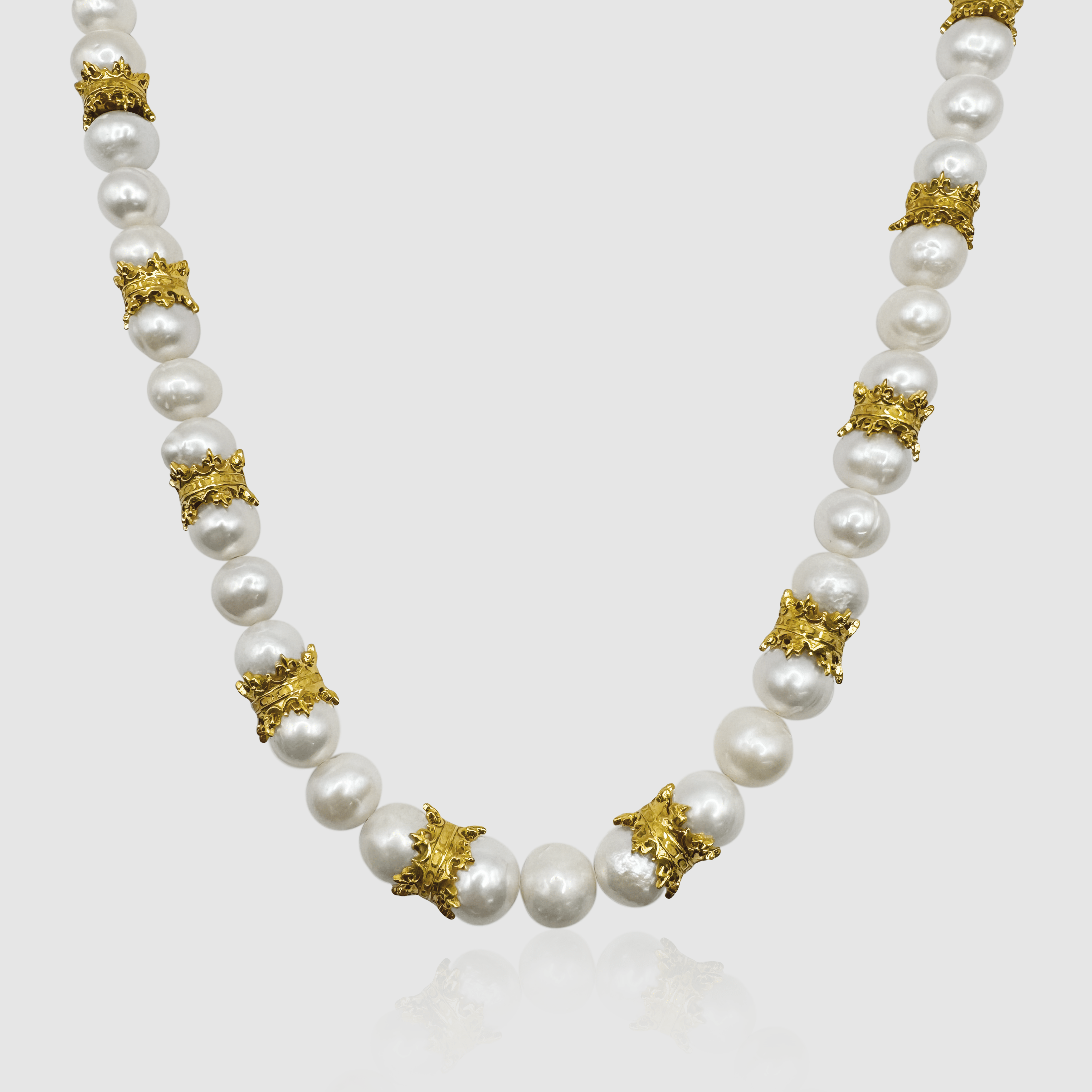 Collana con corona di perle vere (oro)
