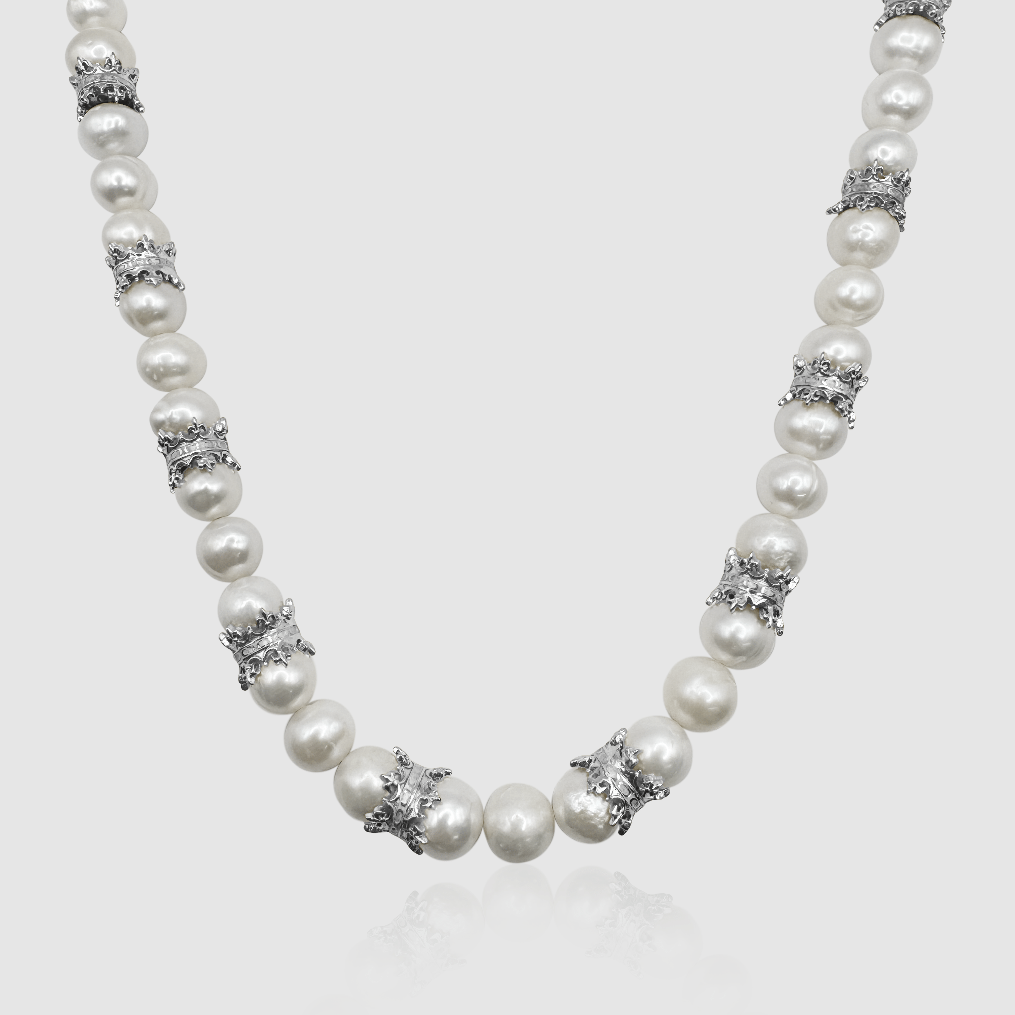 Collana con corona di perle vere (argento)