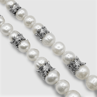 Crown Real Pearl Necklace (Silver)