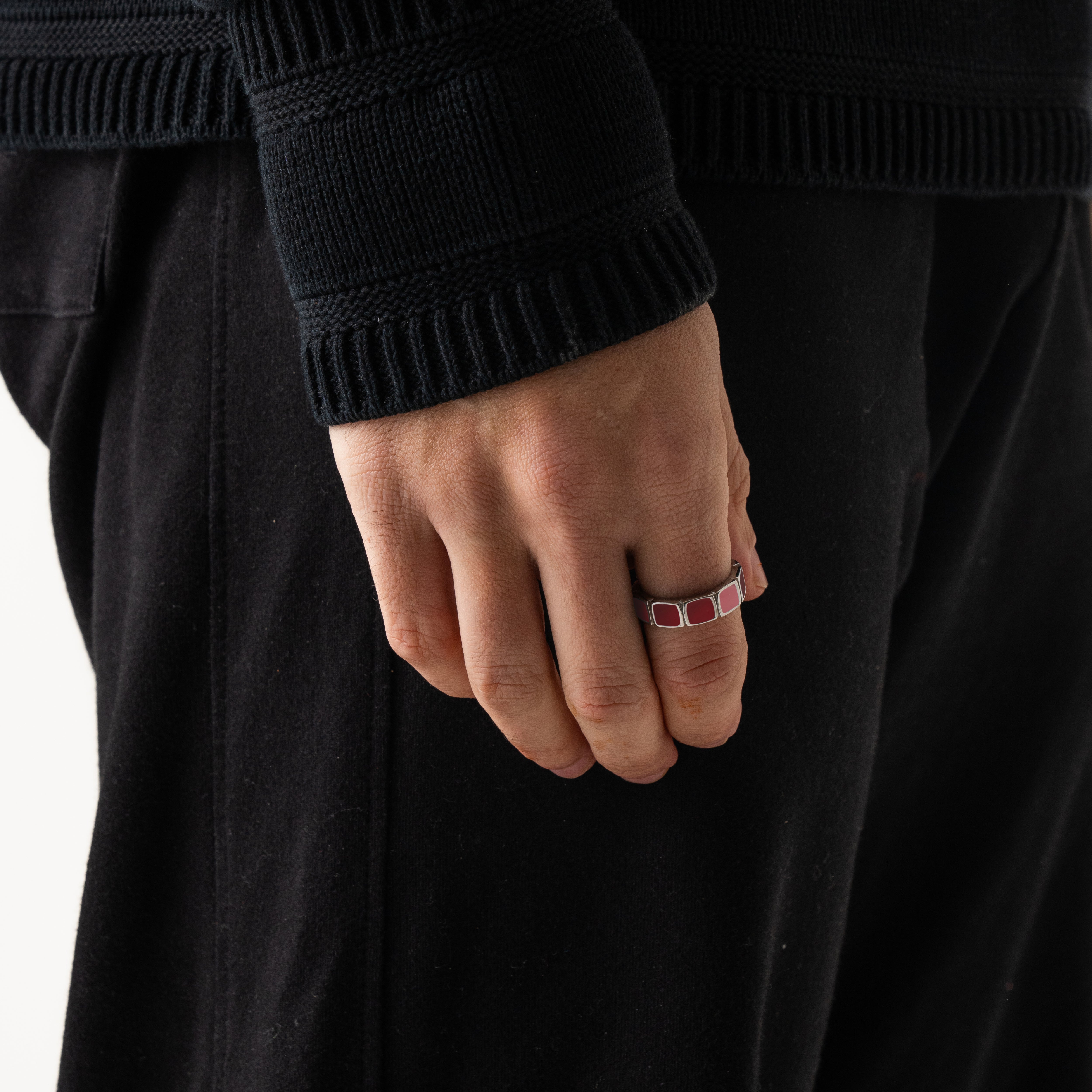 Men's White Stone Band Ring (18k Gold)