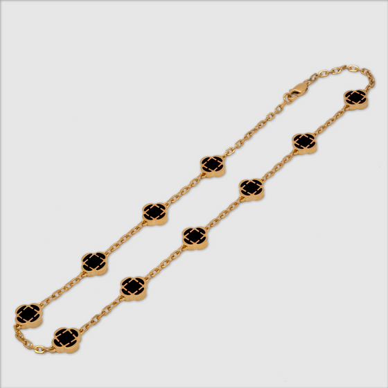 Collier en pierre de trèfle en onyx (or)