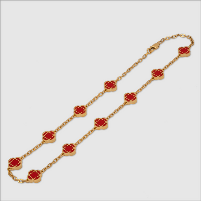 Collier en pierre de trèfle rouge (or)