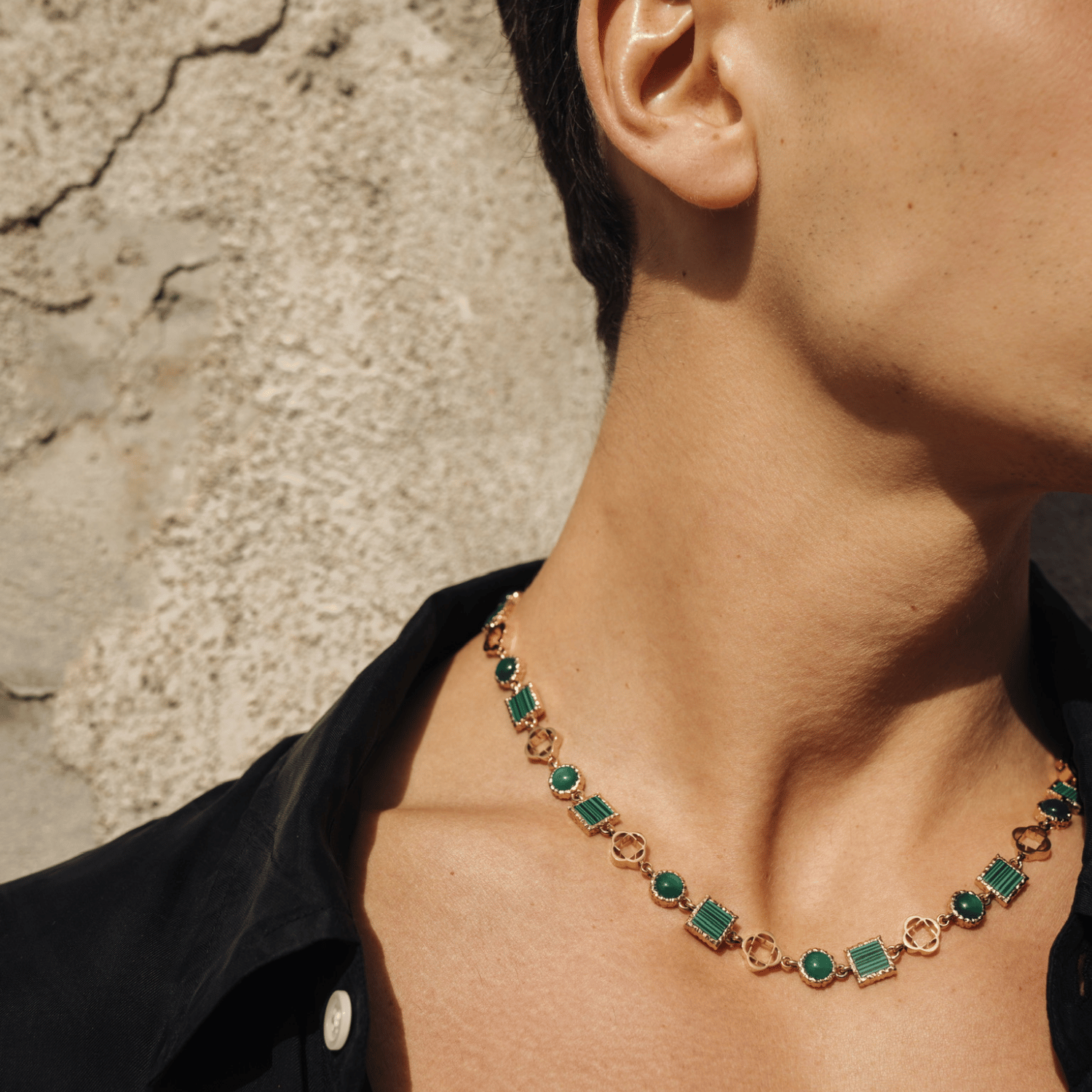 Green Quartz Gemstone Necklace (Gold)