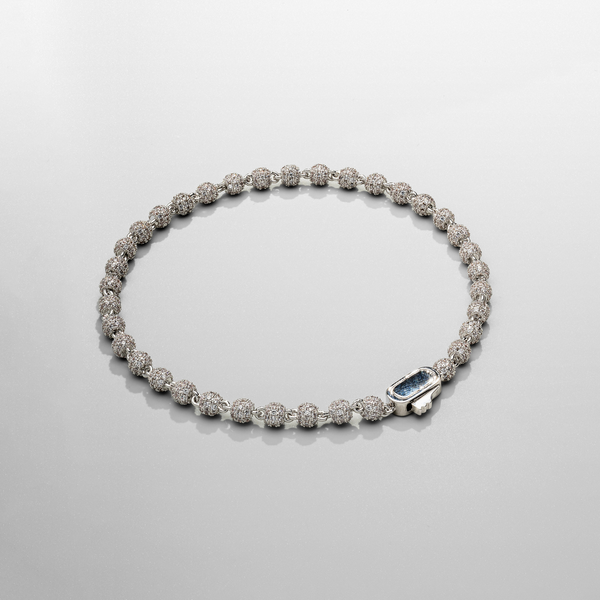 Bracelet pendentif boule glacée (argent) 4 mm