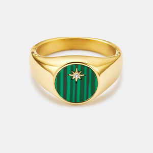 Anillo de sello estrella del norte de malaquita (oro)