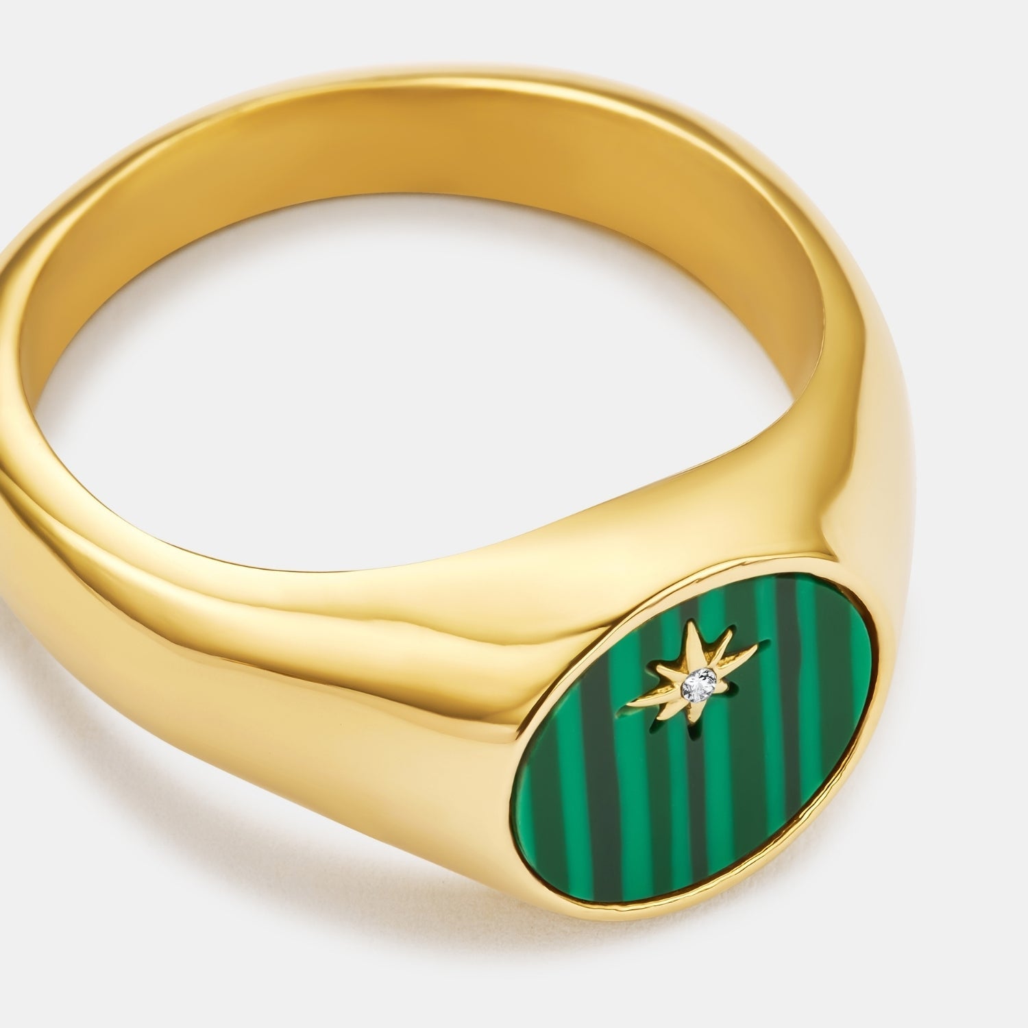 Malachite North Star Signet Ring (Gold)