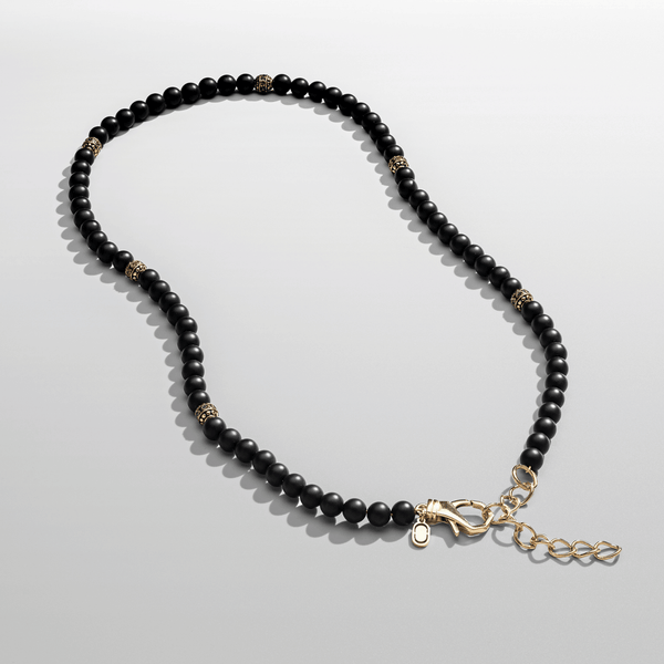 送税込【CRAFTD London】Matte Onyx Beaded Necklace (2色) 国発 MatteOnyxBeadedNecklace_Gold_g