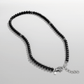 Matte Onyx Beaded Necklace (Silver)