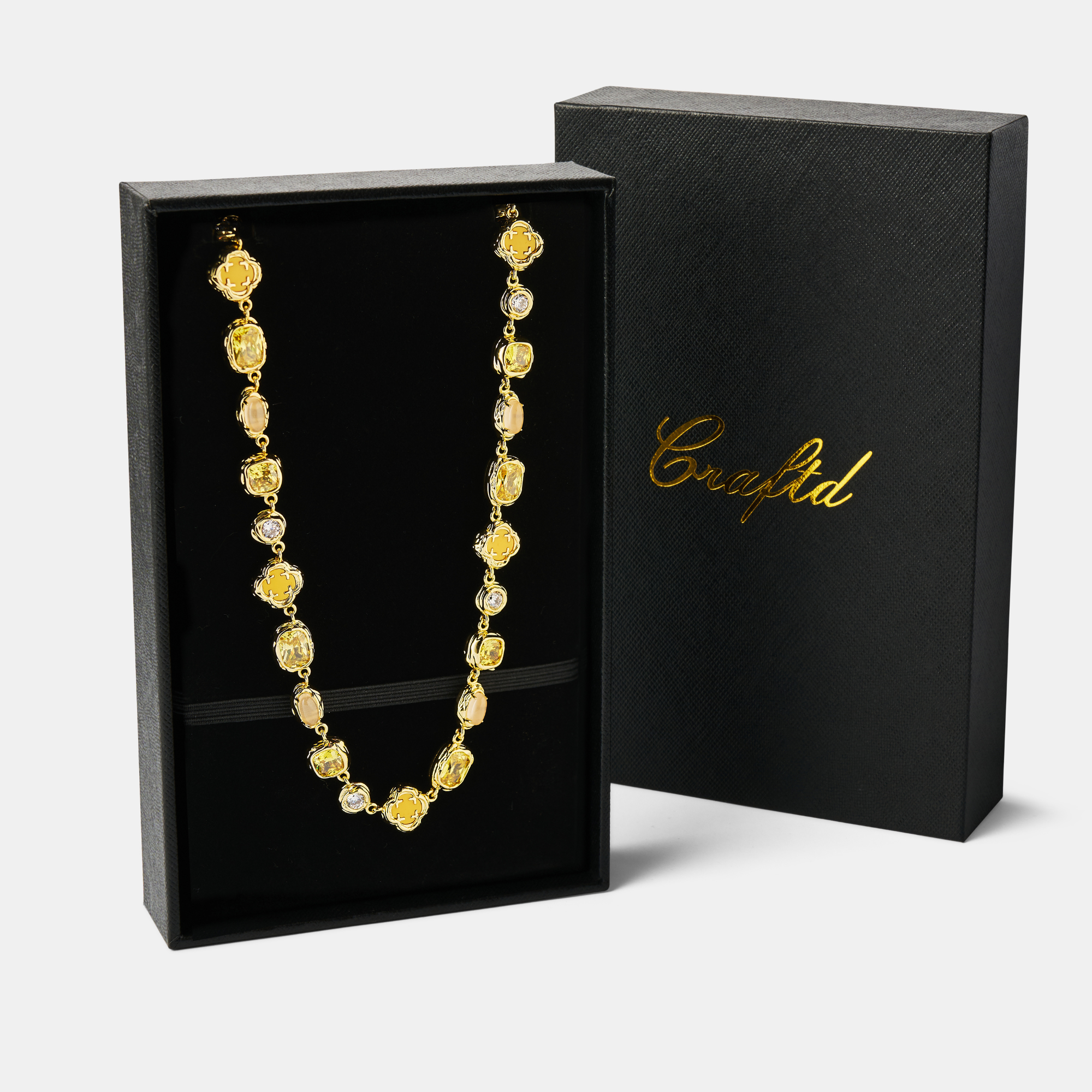 Melted Citrine Gemstone Necklace (Gold)