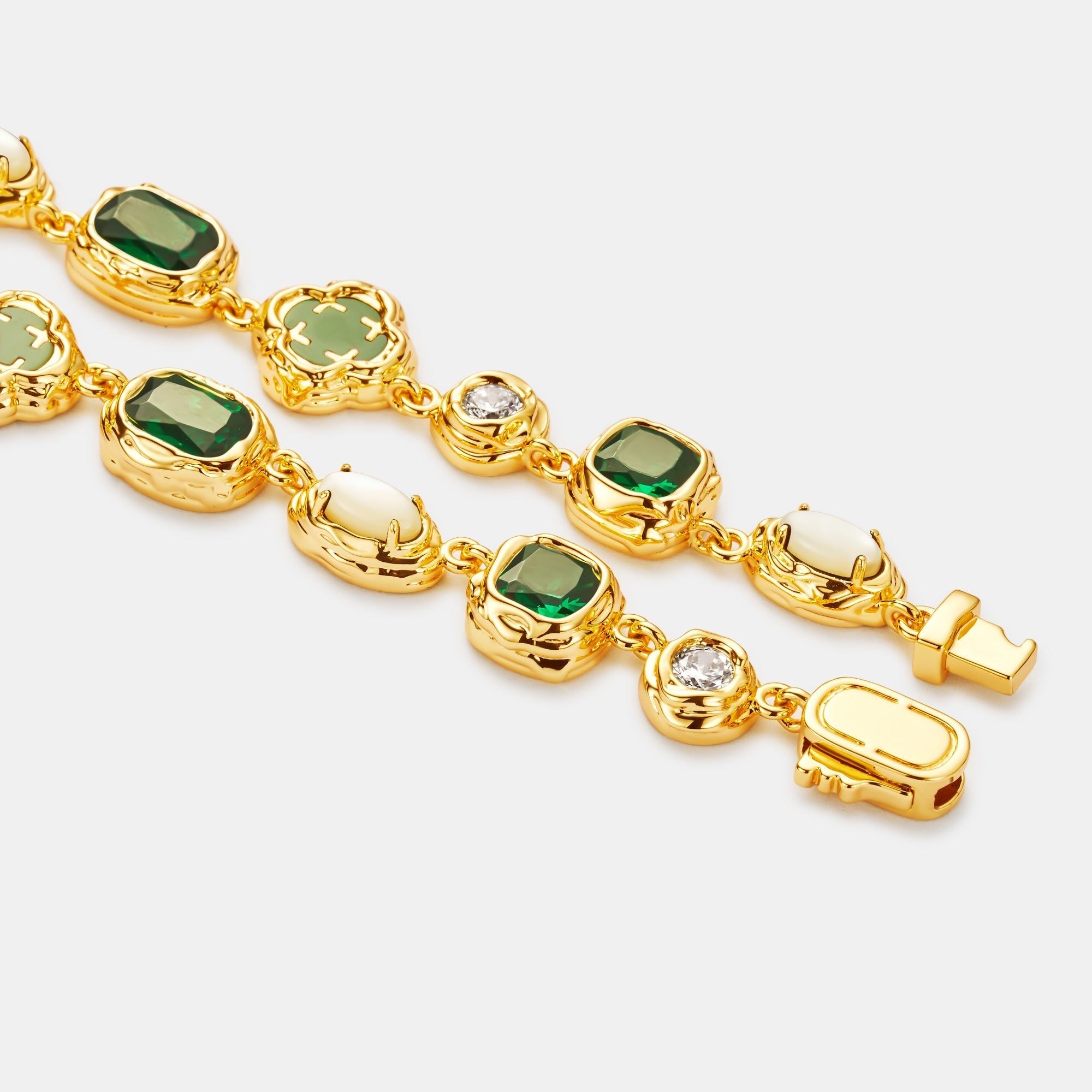 Melted Emerald Gemstone Necklace (Gold)