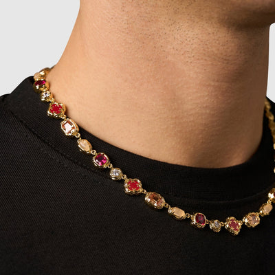 Melted Ruby Gemstone Necklace (Gold)