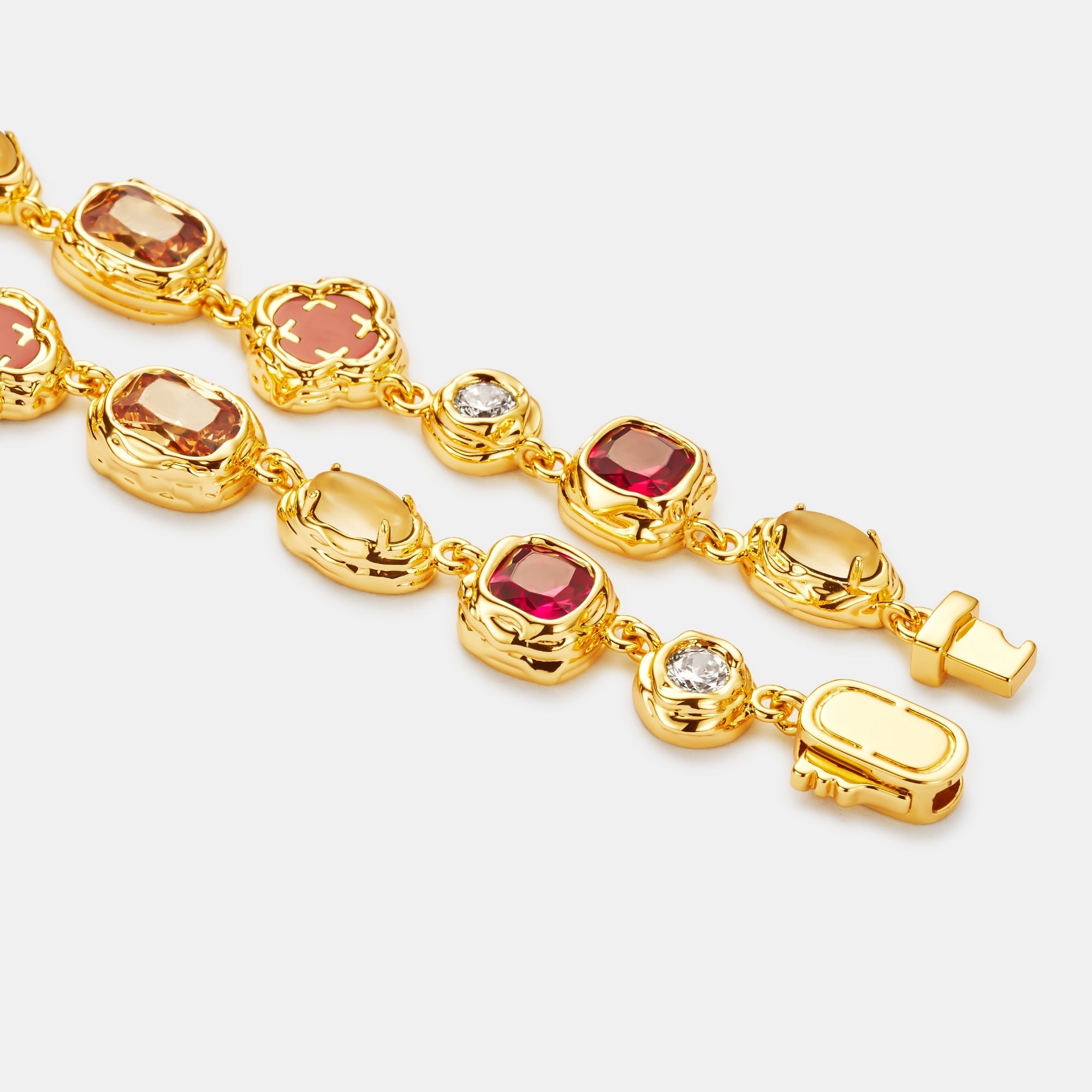 Melted Ruby Gemstone Bracelet (Gold)