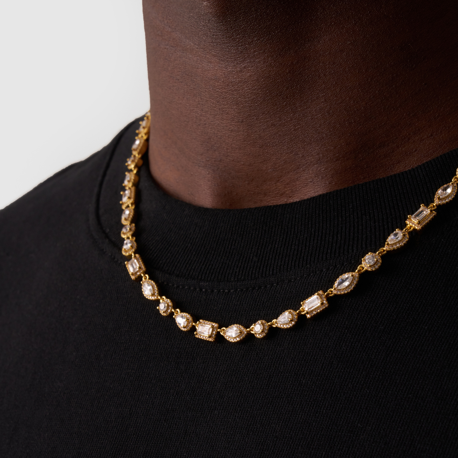 Mixed Cluster Linked Necklace (Gold)