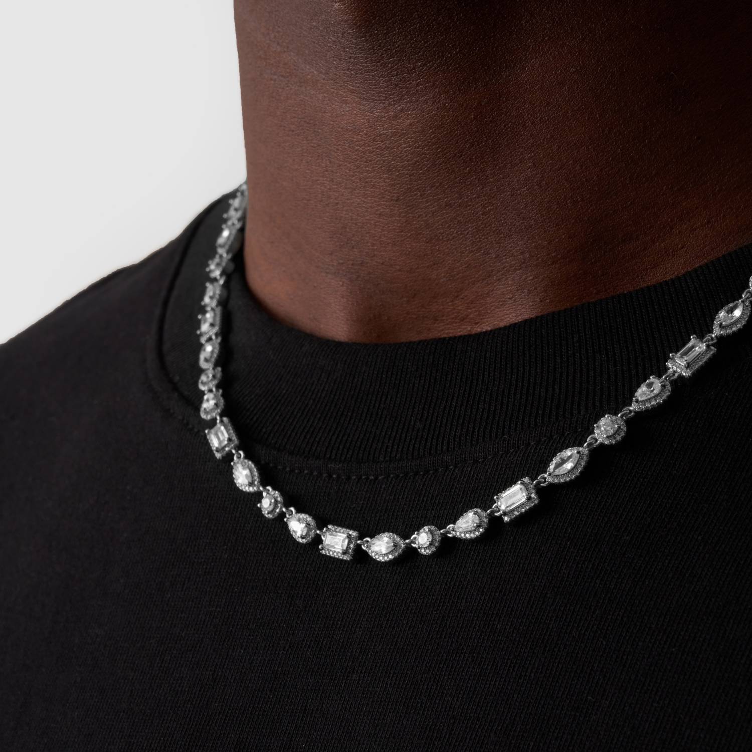 Mixed Cluster Linked Necklace (Silver)