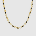 Onyx Gemstone Clover Necklace (Gold)