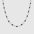 Onyx Gemstone Clover Necklace (Silver)