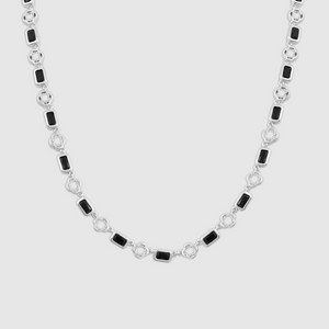 Collana Quadrifoglio con pietra Onice (Argento)