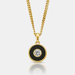 Onyx Round Gem Pendant (Gold)
