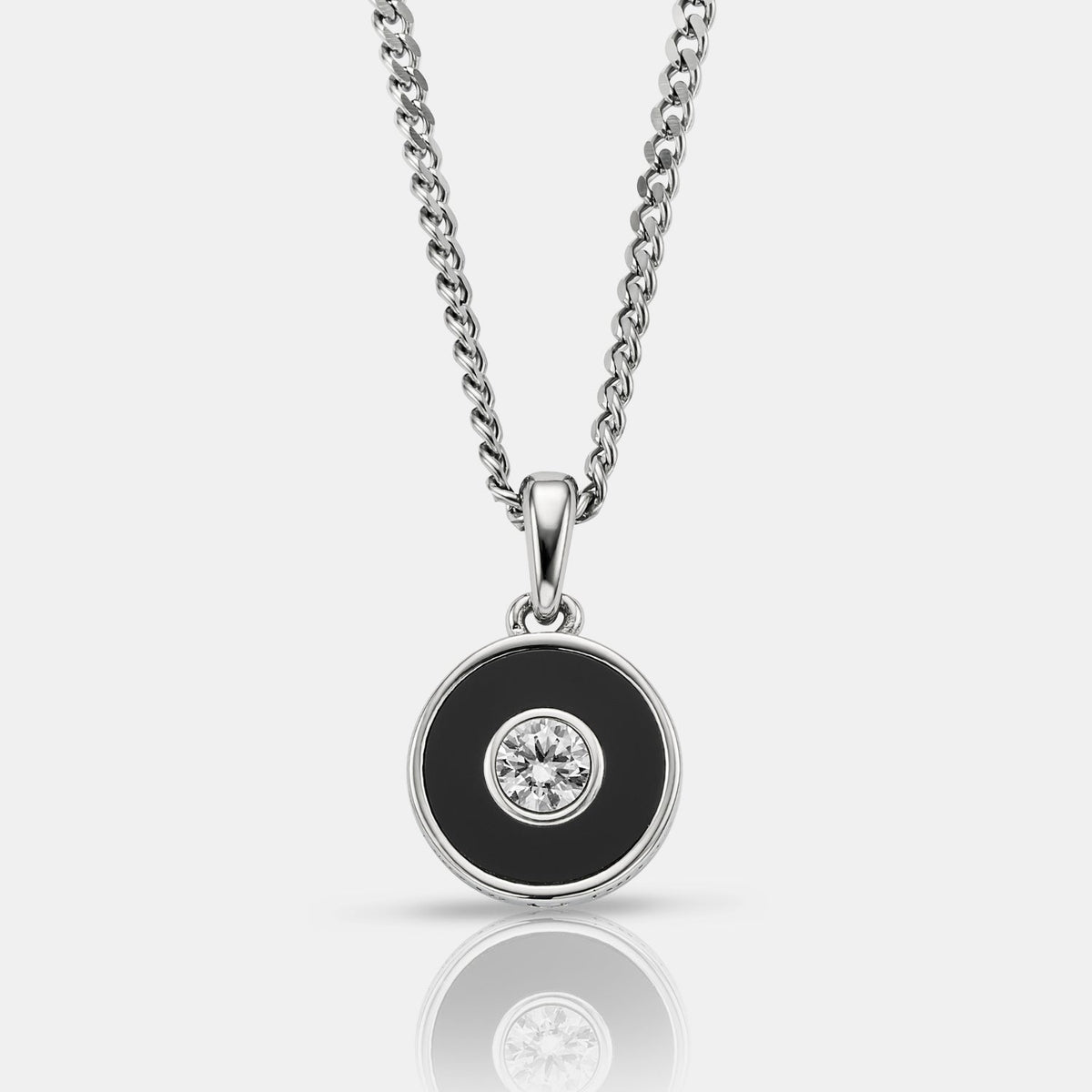Onyx Round Gem Pendant (Silver)