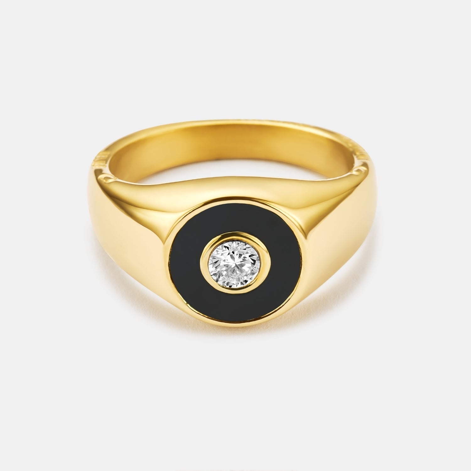 Onyx Round Gem Signet Ring (Gold)