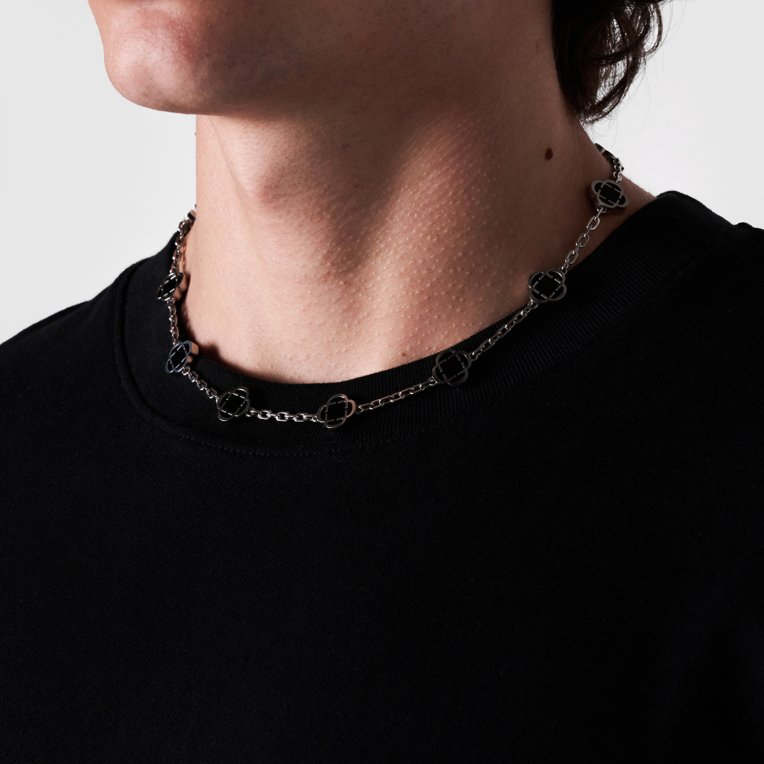 CRAFTD London ネックレス ONYX CLOVER STONE NECKLACE オニキス Onyx Clover Stone Necklace (Silver)