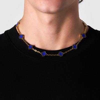 Collier en pierre de trèfle bleu (or)