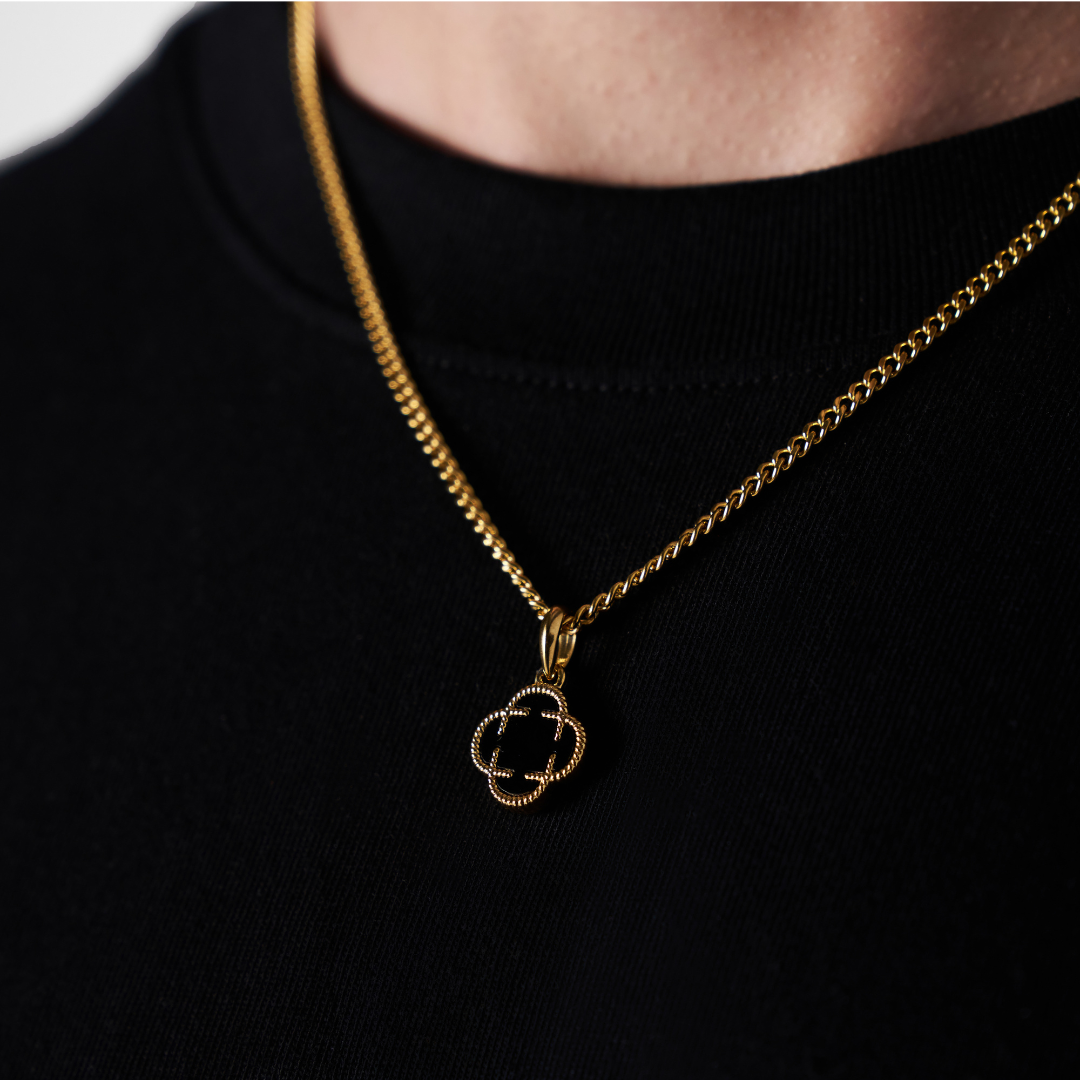 Pendentif en pierre de trèfle en onyx (or)
