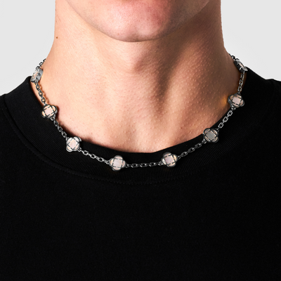 Collier en pierre de trèfle blanc (argent)