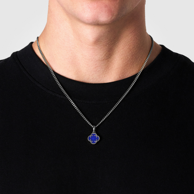 Pendentif en pierre de trèfle bleu (argent)