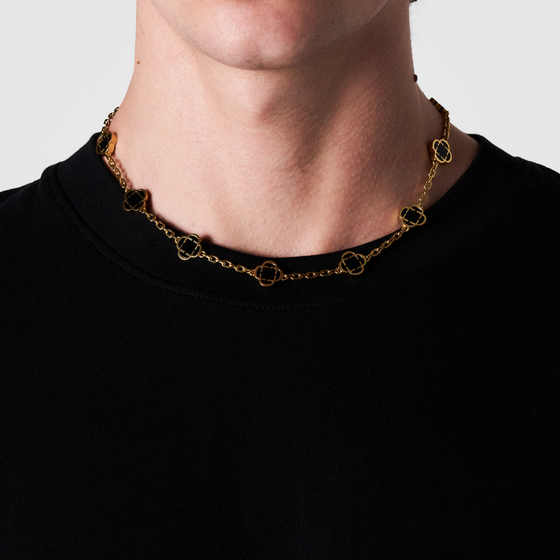 Collier en pierre de trèfle en onyx (or)