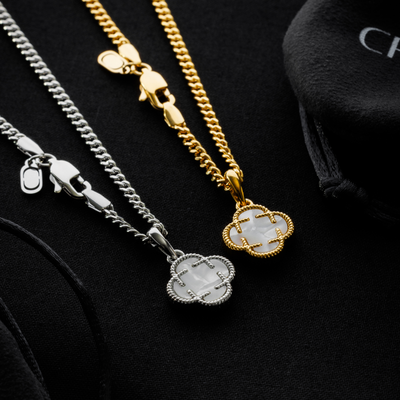 送税込【CRAFTD London】White Clover Stone Necklace (2色)国発 Clover Stone Necklaces