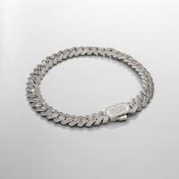 Bracelet cubain glacé à maillons à griffes (argent) 8 mm